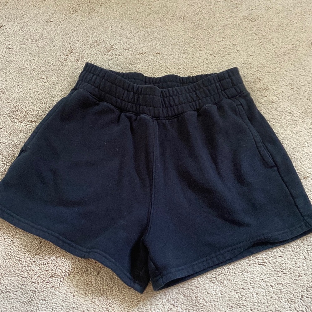 Black sweat shorts, high waisted